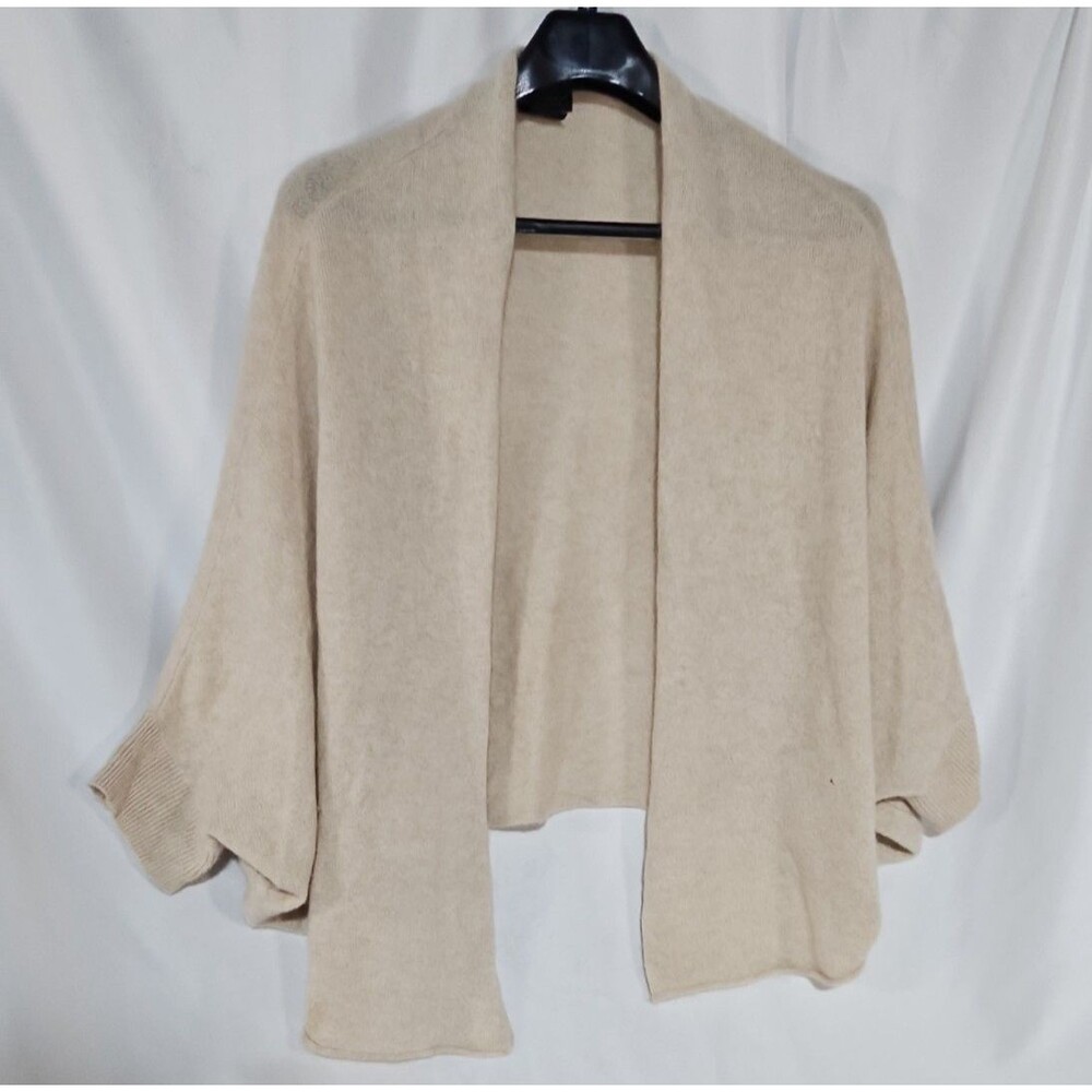 C by Bloomingdale’s Cashmere Cocoon Cardigan Sweater XL Oatmeal Beige Shawl - Picture 2 of 7